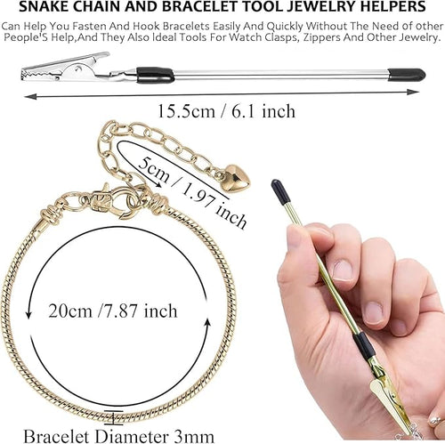 10 Pcs 7.87 Inch Snake Chain Charm Bracelet Chains with Bracelet Helper Adjustable Snake Charm Bracelet with Heart Lobster Clasp Extender Chain DIY Bracelet Chains for Women Jewelry Making Supplies