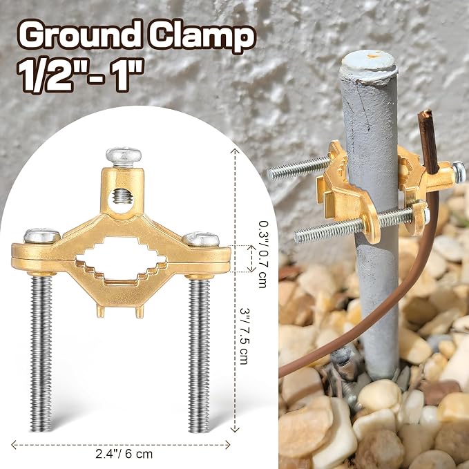 Feekoon 6 Pcs 1/2" to 1" Ground Clamp, #10 to #2 Wire Range | Copper Alloy - Image 7