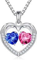 Iefil Valentines Day Gifts for Her - 925 Sterling Silver Heart Birthstone Necklace, Anniversary Birthday Gifts for Women Wife Girlfriend Mom Her