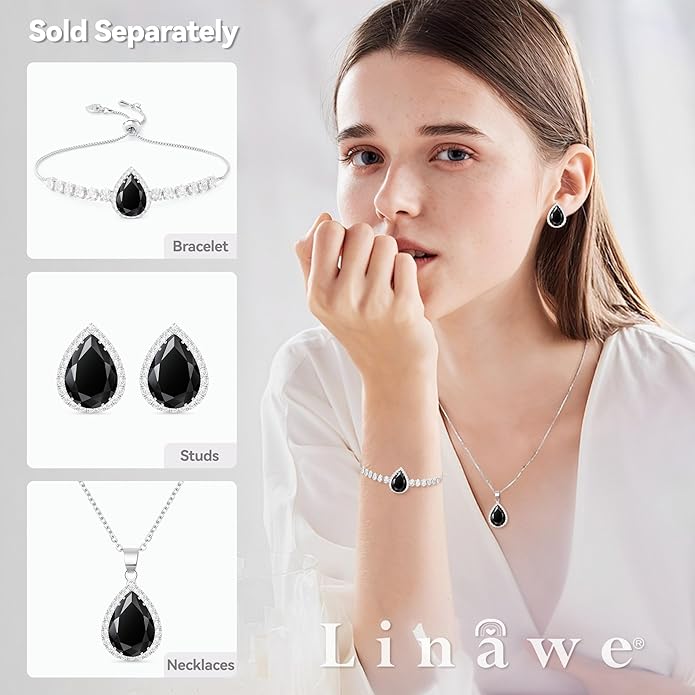 Linawe Women Stud Earrings, Teardrop Diamond Moissanite Cubic Zirconia Earrings Studs Rhinestone Jewelry Gold/Silver/Rose Gold