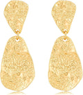 Chunky Gold Earrings for Women - Hammered Gold Plated Dangle Drop Jewelry Gifts