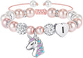 Hidepoo Valentines Gifts for Kids Girls - Unicorn Bracelets for Girls Kids, CZ Initial Unicorns Bracelet Adjustable Heart Initial Unicorn Bracelets Jewelry Birthday Gifts for Girl