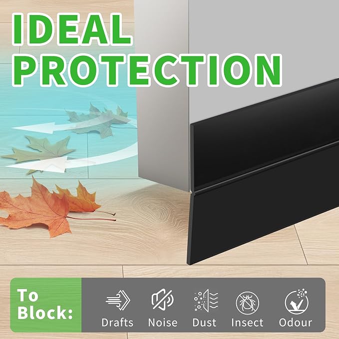 Weather Stripping Door Seal, 1.8in Black Under Door Draft Stopper | Silicone - Image 2
