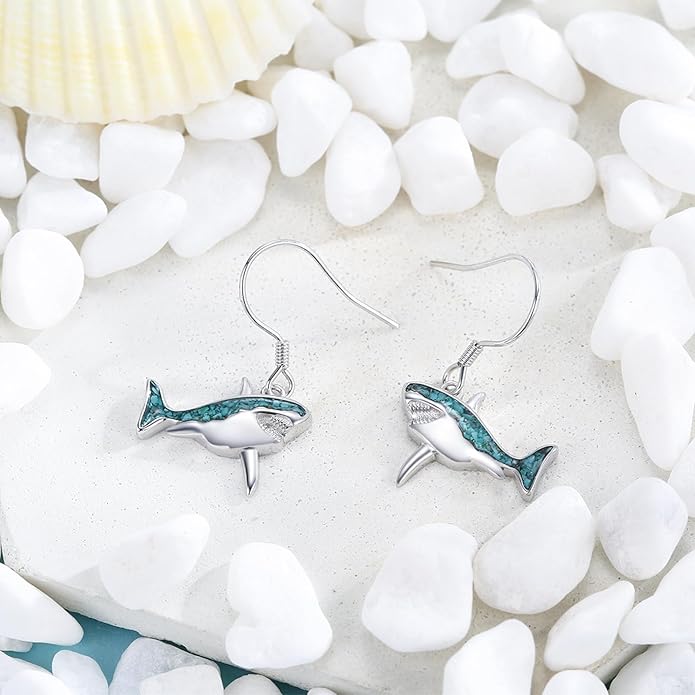 Ocean Earrings 925 Sterling Silver Turquoise Sea Animal Dangle Drop Earrings Beach Themed Jewelry Gifts for Women Girls