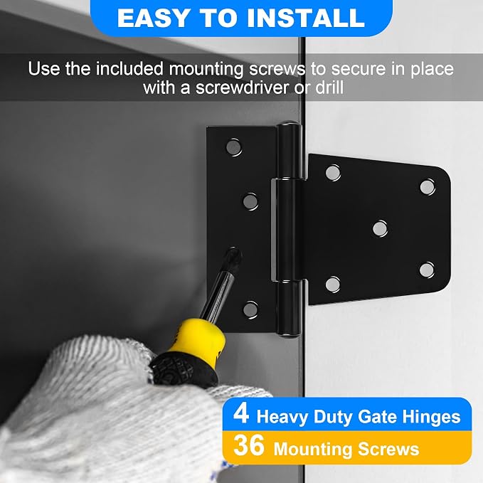 Heavy Duty Gate Hinges 3.5 inch 6 Pack Extra Thick Industrial T Barn Door - Image 5