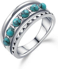 Boho Turquoise Ring for Women Sterling Silver Western Style Statement Ring Bohemian Jewelry Gifts