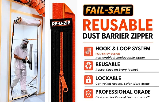 RE-U-ZIP® Reusable Dust Barrier Zipper | Fail-Safe™, Replaceable & Lockable | - Image 2