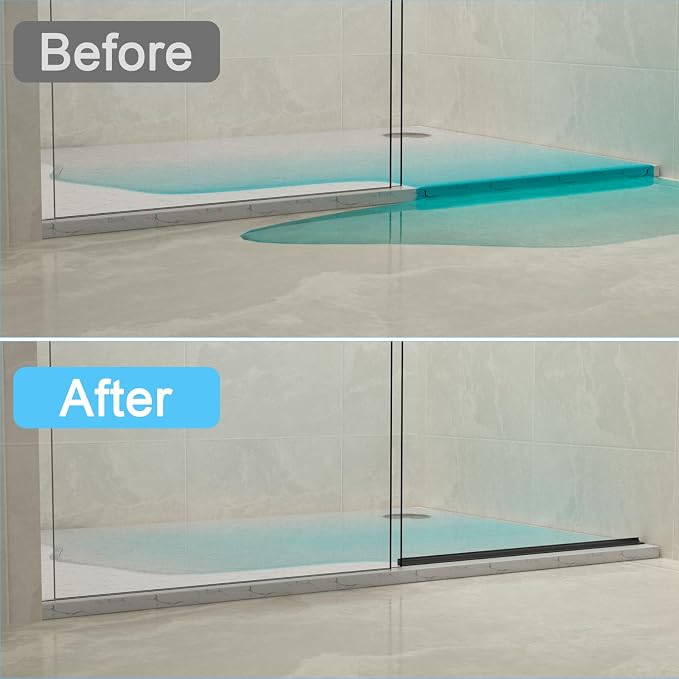 Duzzy 67 Inch Shower Threshold Water Dam Guard, Silicone Rubber Shower Door - Image 3