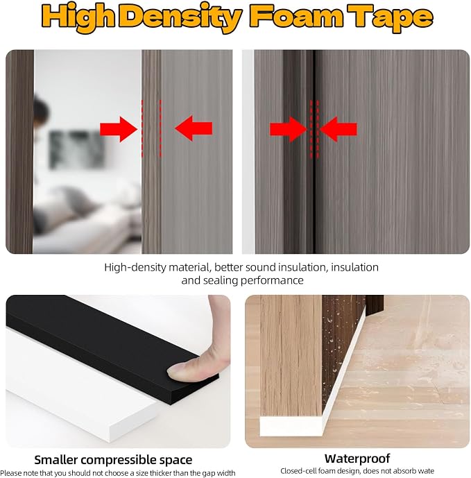 Foam Weather Stripping Door Seal, 1 Inch W x 1/17 Inch T x 33 Feet White Window - Image 6