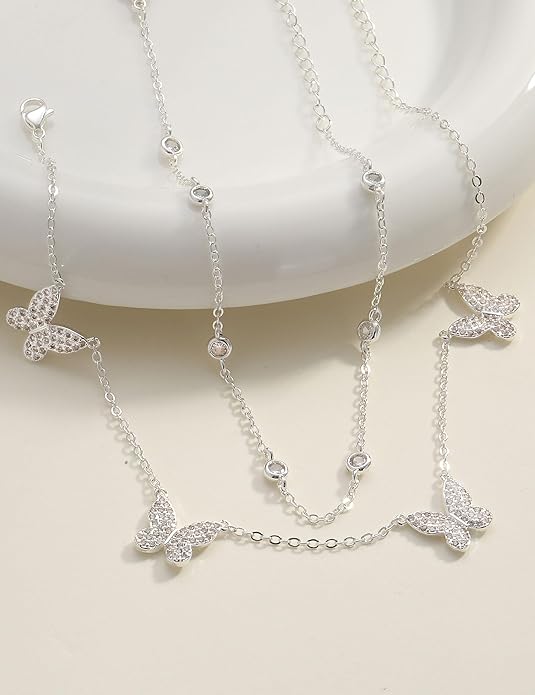 RLMOON Gold Anklets for Women CZ Ankle Bracelet 14K Gold/Silver Plated Waterproof Dainty Layered Tennis Heart Dot Chain Silver Anklets Trendy Foot Jewelry