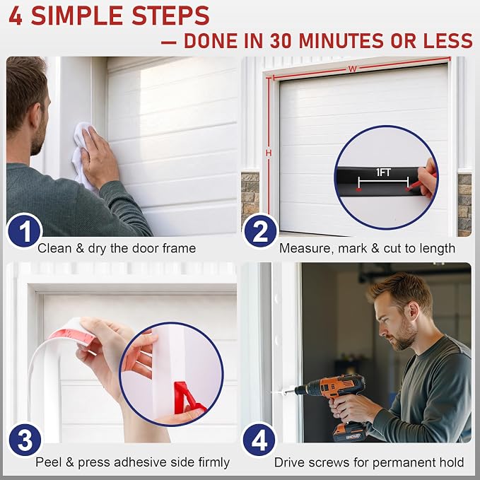Garage Door Seal Top and Sides - 36 Ft Garage Door Weather Stripping Side Seal - Image 9
