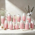 BEAHOT Ceramic Bud Vases Set of 12 – Gradient Pink and White Small Vases by BEAHOT