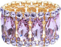 Women’s Elegant Wedding Bridal Crystal Double Row Marquise-Shape Leaf Stretch Bangle Bracelet Bride Jewelry for Women