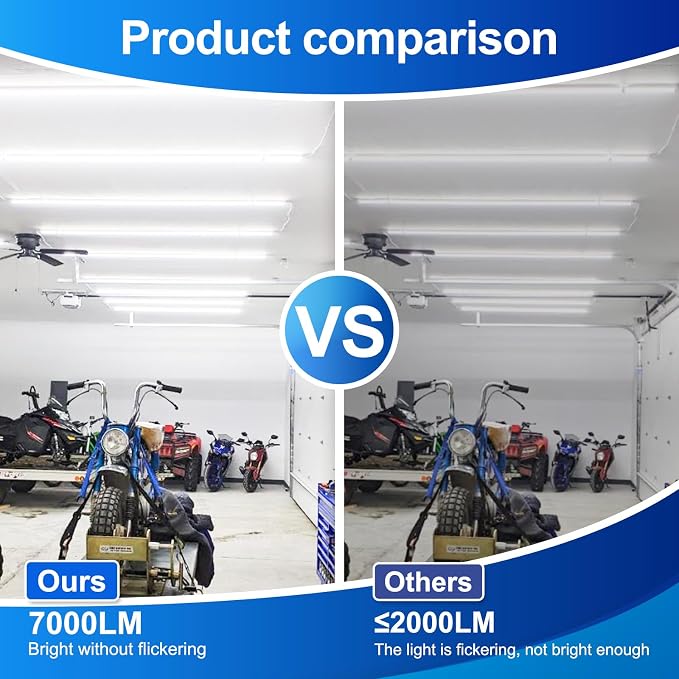 XLNYUUI Led Shop Lights, 4FT LED Light 50W 6500K 7000LM Led Daylight, Garage - Image 5