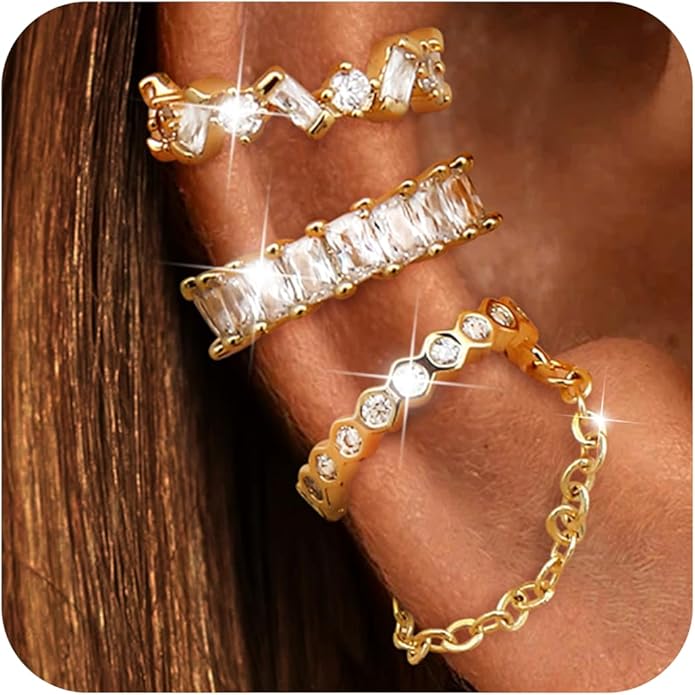 Dochais Ear Cuffs Non-Piercing Earrings for Women Cute Small Clip-On Cartilage Earring 14k Gold Plated Dainty Fake Piercings Earings