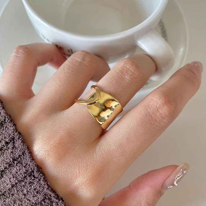 Chunky Knot Thumb Ring for Women Statement Knuckle Ring Adjustable Open Silver Ring Jewelry