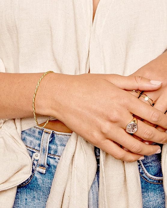 gorjana - Marin Bracelet 7 1/4" - 18k Gold Plated Brass - Layering with Other Jewelry - Elegant Rope Detail for Timeless Style - Versatile and Classic
