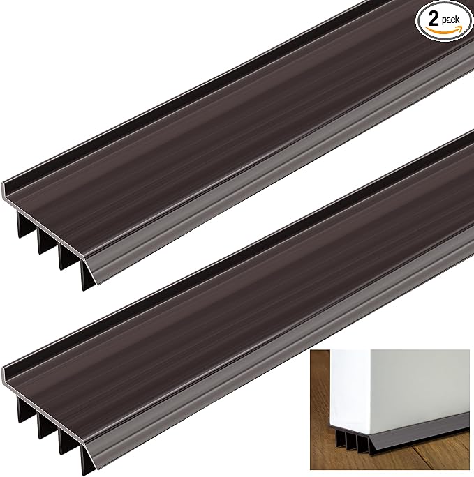 2 Pcs 4 Feet Brown Vinyl Door Bottom Adjustable Weatherstrip Door Bottom by Innconee