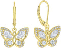 Starchenie Butterfly Earrings for Women 925 Sterling Silver Leverback Earrings Birthstone Butterfly Jewelry Gifts