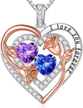 Iefil Valentines Day Gifts for Her - Sterling Silver Birthstone Necklace Anniversary Birthday Gifts for Her Wife Mom Daughter
