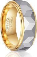 Architect Series: Faceted Prism Band | 8mm Wide Two-Tone Tungsten Wedding Ring
