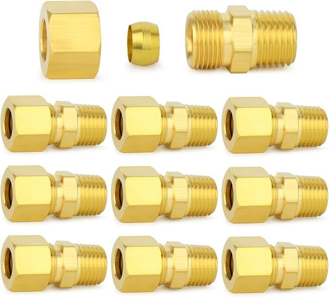 ChillWaves Brass Compression Tube Fitting, 3/16" OD x 1/8" NPT Male Compression by VisittheCHILLWAVES