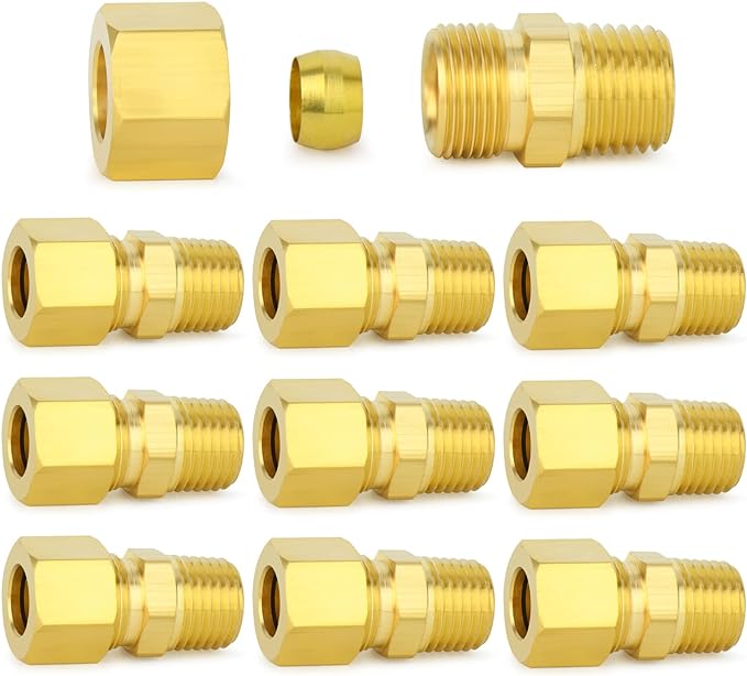 ChillWaves Brass Compression Tube Fitting, 5/16" OD x 1/4" NPT Male Compression by VisittheCHILLWAVES