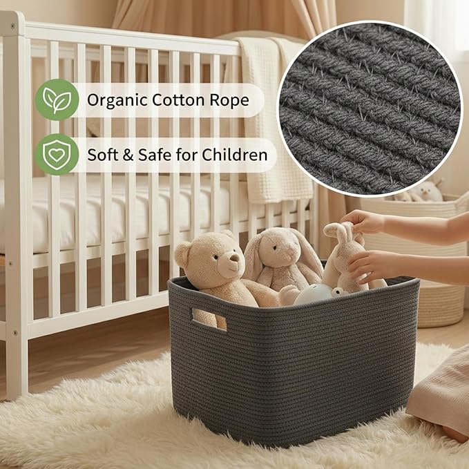 JMvicyroam 96L Large Woven Cotton Rope Blanket Basket, Freestanding - Image 4