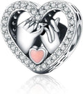 Birthday Fashion Love Heart Dangle Charm 925 Sterling Silver Charms fits Bracelets and Necklace Pendant Bead Charms Jewelry Present for Women Family Friends