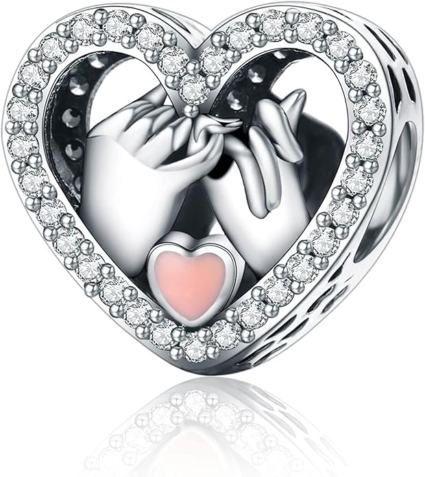 Birthday Fashion Love Heart Dangle Charm 925 Sterling Silver Charms fits Bracelets and Necklace Pendant Bead Charms Jewelry Present for Women Family Friends
