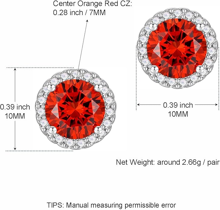 YOMELA Cubic Zirconia Earrings Studs, Halo CZ Birthstone Simulated Diamond Stud Earrings for Women