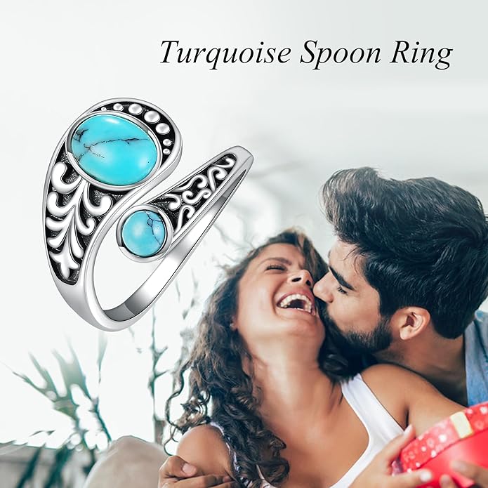 MONGAS Spoon Rings for Women Sterling Silver Horseshoe Witches Knot Filigree Open Adjustable Thumb Rings Horseshoe Witches Knot Filigree Jewelry Gifts for Women