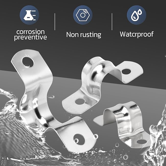 142 PCS 304 Stainless Steel Rigid Pipe Strap Two Hole Cable Strap u Bracket - Image 4