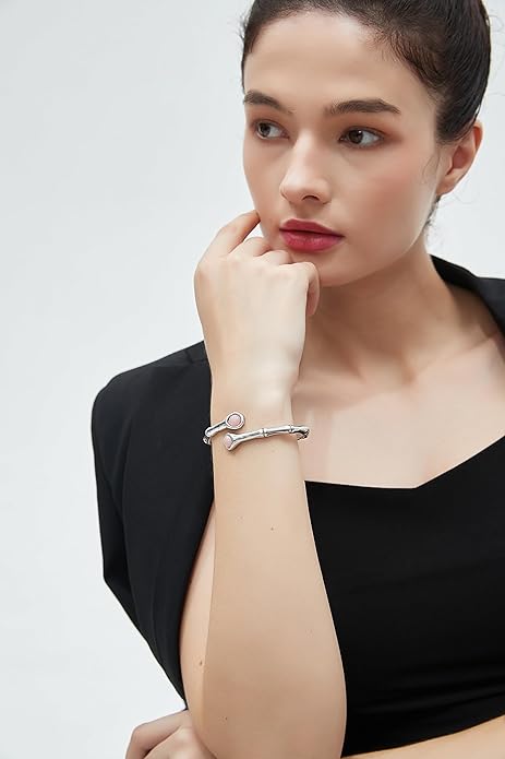 Gold Cuff Bracelet for Women Silver Beaded Bracelets Open Bangle Stackable Stretch Bead Bracelet Boho Jewelry Gifts for Wife Couple