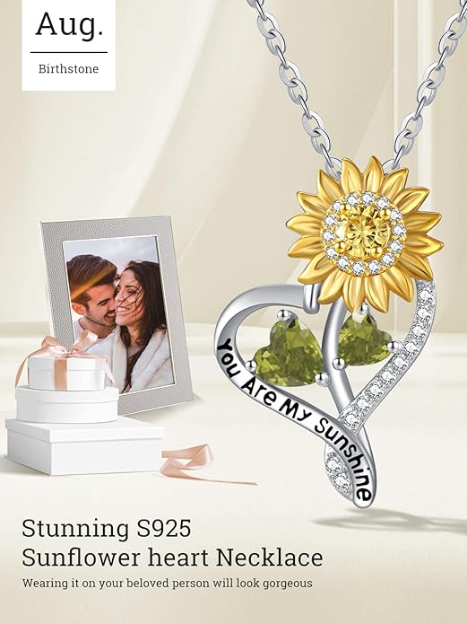 Valentine's Day Gifts for Wife 925 Sterling Silver Double Birthstone Pendant Necklaces I Love You for Always and Forever Necklace Anniversary Birthday Gifts for Wife Girlfriend Mom Her