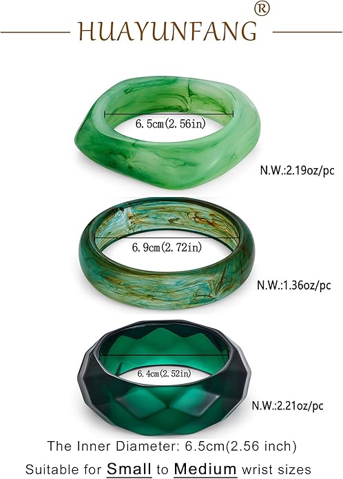 3PCS Colorful Acrylic Resin Bangle Bracelet for Women Boho Geometric Acetate Plate Bracelet Trendy Christmas Jewelry