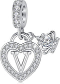 Letter Charms for Charms Bracelet: Silver Heart Alphabet Initial Dangle Charms Bead for Bracelets and Necklaces, Birthday Mother's Day Christmas Jewelry Gifts For Women