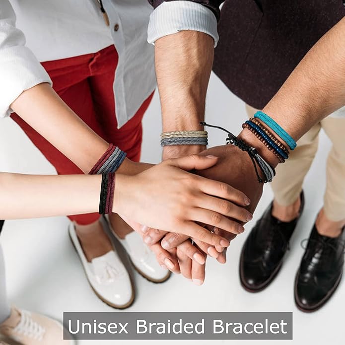 TempBeau Nautical Braided Rope Bracelets Set - 6 Pcs Adjustable Braided Cord Bracelet, Handmade Navy Marine String Bracelet with Metal Knot, Men Women Braided Bracelets Gifts