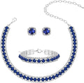 Women Rhinestone Crystal Jewelry Set Crystal Tennis Design Rhinestone Choker Necklace Link Bracelet Teardrop Earrings Set Wedding Bridal Bridesmaids Party