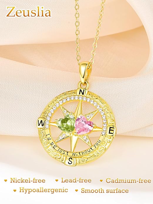 Valentine's Day Gifts for Wife 925 Sterling Silver Double Birthstone Pendant Necklaces I Love You for Always and Forever Necklace Anniversary Birthday Gifts for Wife Girlfriend Mom Her