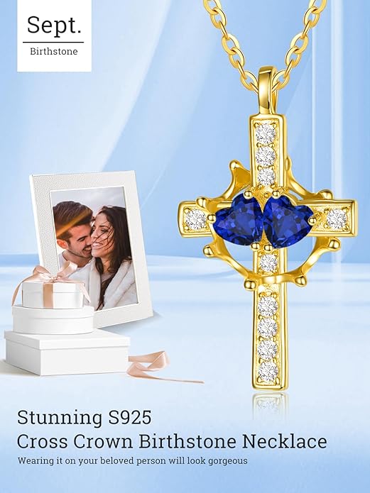 Valentine's Day Gifts for Wife 925 Sterling Silver Double Birthstone Pendant Necklaces I Love You for Always and Forever Necklace Anniversary Birthday Gifts for Wife Girlfriend Mom Her