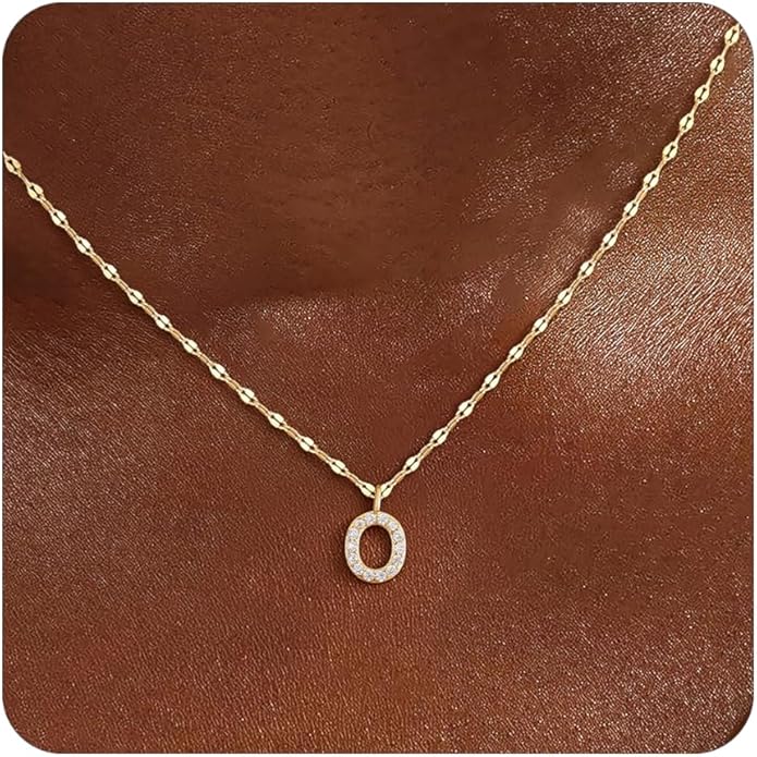 Initial Necklaces for Women,14K Gold Plated Necklaces, A-Z Letter Pendant Charm Necklace Trendy Dainty Hypoallergenic CZ Custom Personalized Name Necklace Gold Jewelry Birthday Christmas Gift for Her