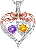 Iefil Valentines Day Gifts for Her - 925 Sterling Silver Rose Heart Necklaces for Women, Anniversary Birthday Gifts for Wife Girlfriend Mom
