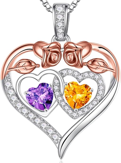 Iefil Valentines Day Gifts for Her - 925 Sterling Silver Rose Heart Necklaces for Women, Anniversary Birthday Gifts for Wife Girlfriend Mom