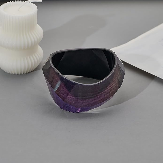 Trendy Acrylic Resin Bangle Bracelet for Women Chunky Transparent Acetate Mottled Plate Bangle Bracelet Statement Jewelry
