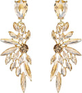 BriLove Women's Wedding Bridal Crystal Teardrop Multi Marquise Cluster Bling Dangle Earrings
