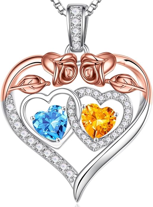 Iefil Valentines Day Gifts for Her - 925 Sterling Silver Rose Heart Necklaces for Women, Anniversary Birthday Gifts for Wife Girlfriend Mom