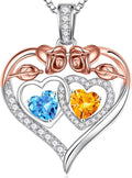 Iefil Valentines Day Gifts for Her - 925 Sterling Silver Rose Heart Necklaces for Women, Anniversary Birthday Gifts for Wife Girlfriend Mom