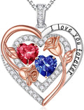 Iefil Valentines Day Gifts for Her - Sterling Silver Birthstone Necklace Anniversary Birthday Gifts for Her Wife Mom Daughter