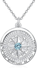 KINGWHYTE Graduation Gifts Birthstone Necklace for Women 925 Sterling Silver Compass Pendant Go in the Direction of your Dream Travel Jewelry Birthday Gift for Her